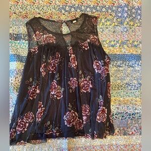 EUC Torrid Mesh Floral Babydoll Tank